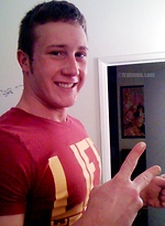 Nice collge dude posing by Frat Men