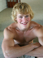 Blond jock posing naked by Frat Men