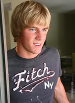 Blond jock Trey posing by Frat Men