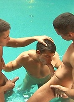 Muscle studs in a gay gang bang action by BelAmi Online