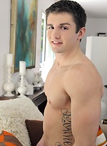 Scott Woodman\\\\\\\'s hairy legs and arms nicely offset the smoothness of his athletic chest.  His works his hard dripping cock and tight little hole just for you. by Randy Blue