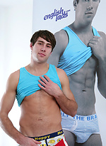 Straight stud Alex strip off and gets first experience with a toy by English Lads