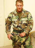 Muscled european soldier stripping by Czech Boys
