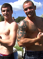 Muscle guys playing outdoors by English Lads