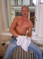 Blond european stud jerking off dick by Czech Boys