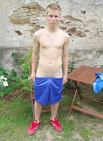Blond twink boy jerking off dick by Czech Boys