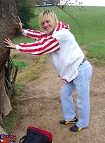 Blond twink jerking off outdoors by Czech Boys