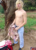 Blond twink jerking off outdoors by Czech Boys