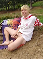 Blond twink jerking off outdoors by Czech Boys