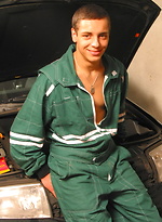 Horny mechanic is getting naked by Czech Boys