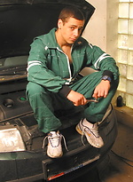 Horny mechanic is getting naked by Czech Boys