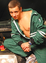 Horny mechanic is getting naked by Czech Boys