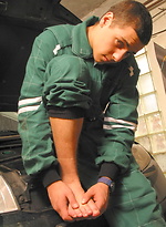 Horny mechanic is getting naked by Czech Boys
