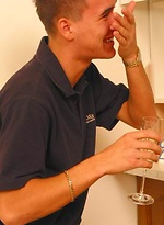 Cute lad drinks champagne and jerking off by Czech Boys