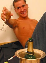 Cute lad drinks champagne and jerking off by Czech Boys