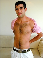 Hairy gay latino boy Tobias jacking off by Miami Boyz