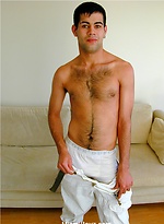 Hairy gay latino boy Tobias jacking off by Miami Boyz