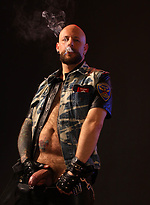 Tattooed Biker Smoking - Mike Chain by Butch Dixon