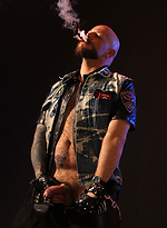 Tattooed Biker Smoking - Mike Chain by Butch Dixon