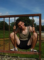 Twink guy posing naked outdoors by East Boys