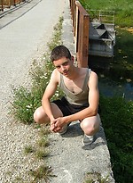 Twink guy posing naked outdoors by East Boys