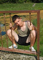 Twink guy posing naked outdoors by East Boys