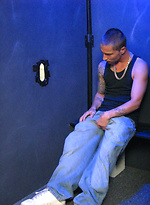 Hot guy gets his cock sucked through a glory hole. by Backroom Fuckers