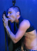 Hot guy gets his cock sucked through a glory hole. by Backroom Fuckers