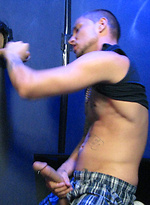 Hot guy gets his cock sucked through a glory hole. by Backroom Fuckers