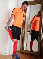 Tattooed boy Dom Ully jerks off with his Nike shoe. by BF Collection With Dom Ully