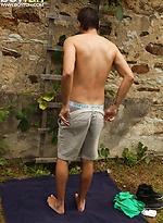 Marco Sun strips naked outside and masturbates. by BF Collection