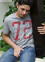 Tattooed stud Jeremy stroking his cock outdoors. by BF Collection