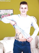 Tattooed Dom Ully busts a big nut over his stomach. by BF Collection With Dom Ully