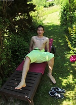 Tattooed Peter Jules masturbating outside in the yard. by BF Collection