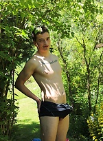 Tattooed Peter Jules masturbating outside in the yard. by BF Collection