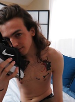 Tattooed twink Avery Chase spreads his asshole open. by BF Collection