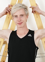 Twink Ricky Goro masturbates while on a ladder. by BF Collection