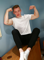 Young Straight Blond Hunk Tom is back to show of his Muscles & Ultra Big Uncut Cock! by English Lads