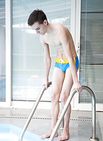 Russian twink Vitali Kutcher floats in the pool with a hard cock. by BF Collection With Vitali Kutcher