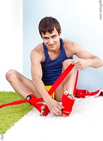 Handsome jock boy Ivan spurts a big load by Doggy Boys