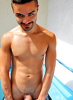 Pool boy Pablo Pen splashing about in my balcony pool by Bentley Race