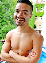 Pool boy Pablo Pen splashing about in my balcony pool by Bentley Race