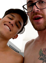Damien Dyson feeds Andy Samuel his big cock in their first hook up by Bentley Race