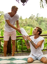 Dennis uses his friend's feet to wank with by Doggy Boys With Kasper Arley
