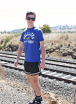 Brad Hunter naked by the train line by Bentley Race With Brad Hunter