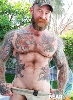 Jack Dixon shows his hairy muscled body and pierced dick by Bear Films With Jack Dixon