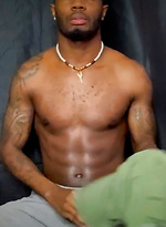 Hot black dude Bama Romello plays with his cock by Boy Gusher With Bama Romello