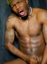 Hot black dude Bama Romello plays with his cock by Boy Gusher With Bama Romello
