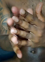 Hot black dude Bama Romello plays with his cock by Boy Gusher With Bama Romello