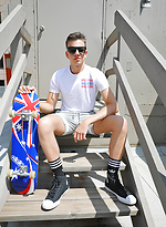 Hung Aussie boy Connor Peters naked on the Bentley Race roof by Bentley Race
